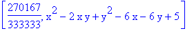 [270167/333333, x^2-2*x*y+y^2-6*x-6*y+5]